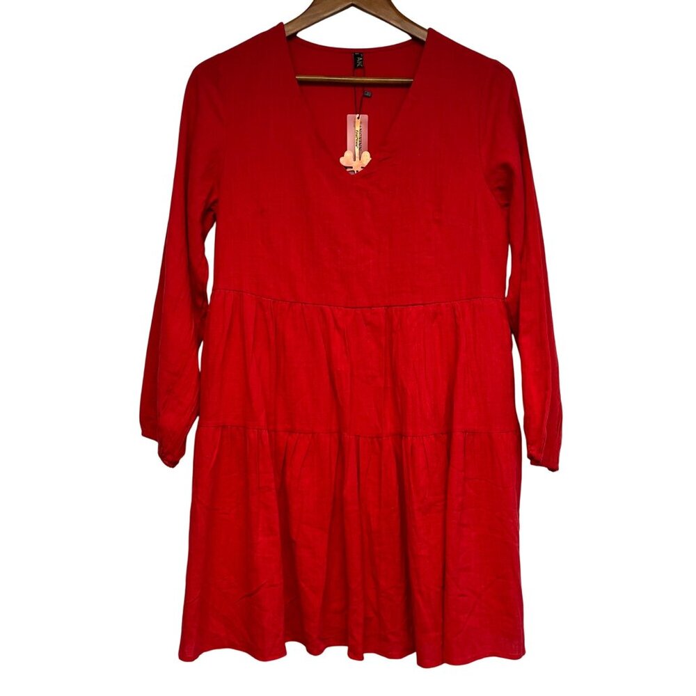 Fancy Inn New Womans Size Medium Lightweight Dress‎ With Pockets Tiered NWT